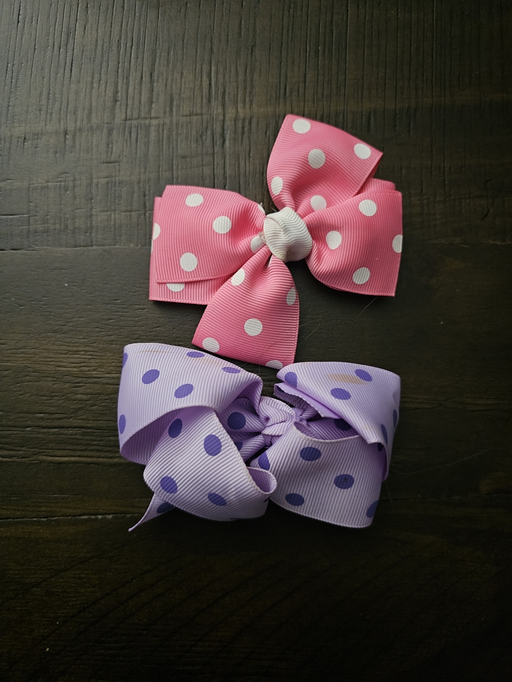Polka Dot Kids Hair Bows - Pink & Lavender